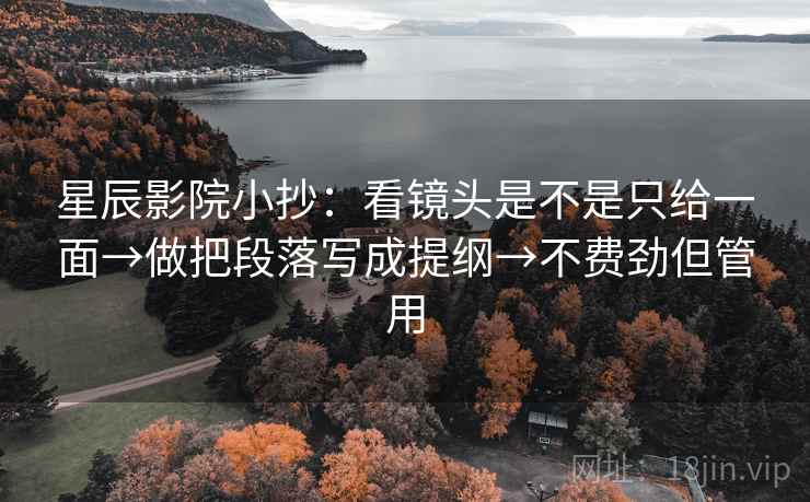 星辰影院小抄：看镜头是不是只给一面→做把段落写成提纲→不费劲但管用