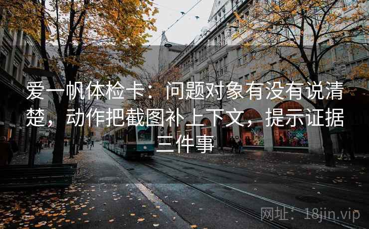 爱一帆体检卡：问题对象有没有说清楚，动作把截图补上下文，提示证据三件事