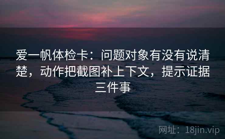 爱一帆体检卡：问题对象有没有说清楚，动作把截图补上下文，提示证据三件事