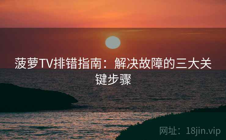 菠萝TV排错指南：解决故障的三大关键步骤