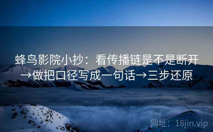 蜂鸟影院小抄：看传播链是不是断开→做把口径写成一句话→三步还原
